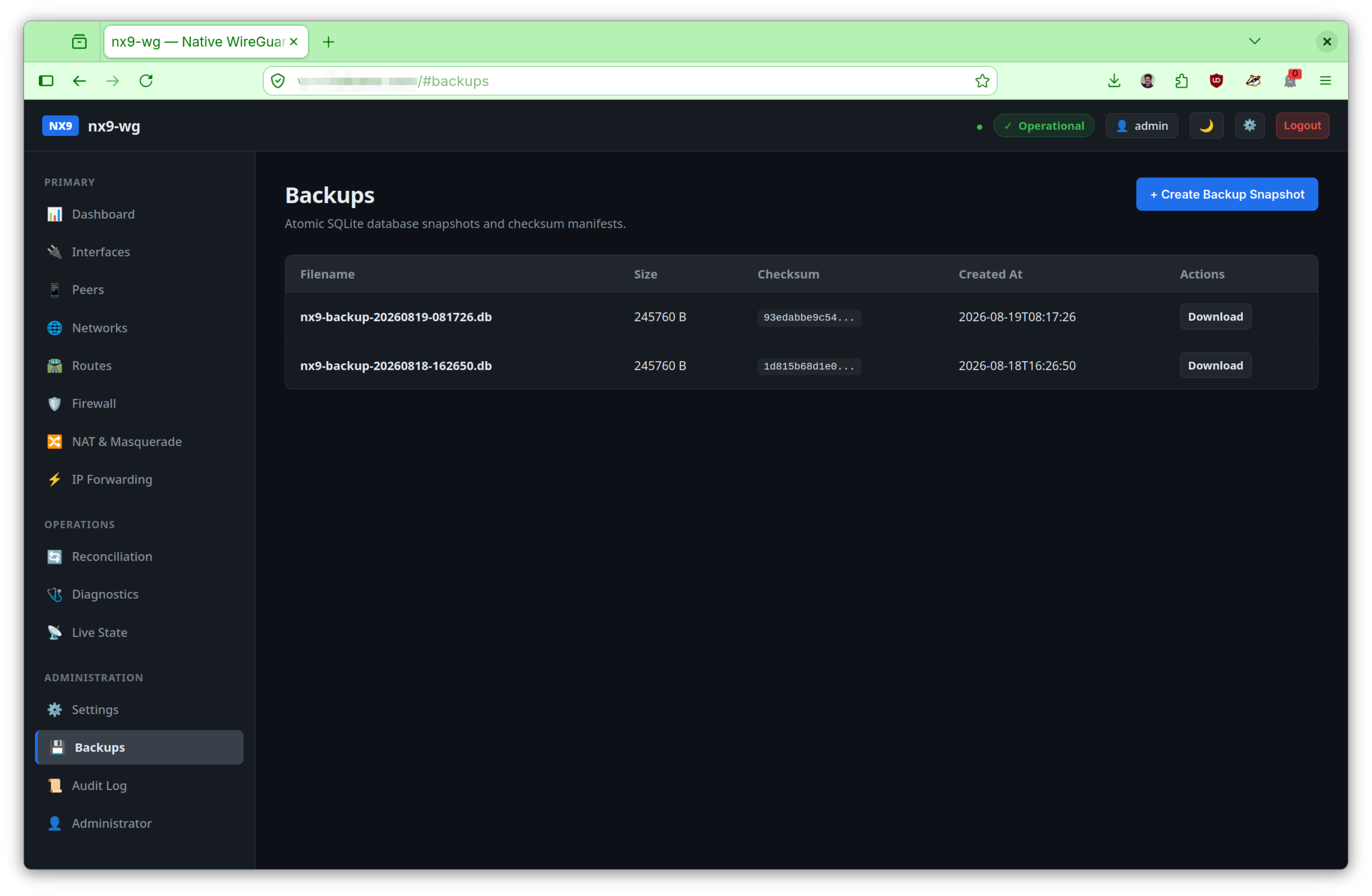 NX9-WG Backups