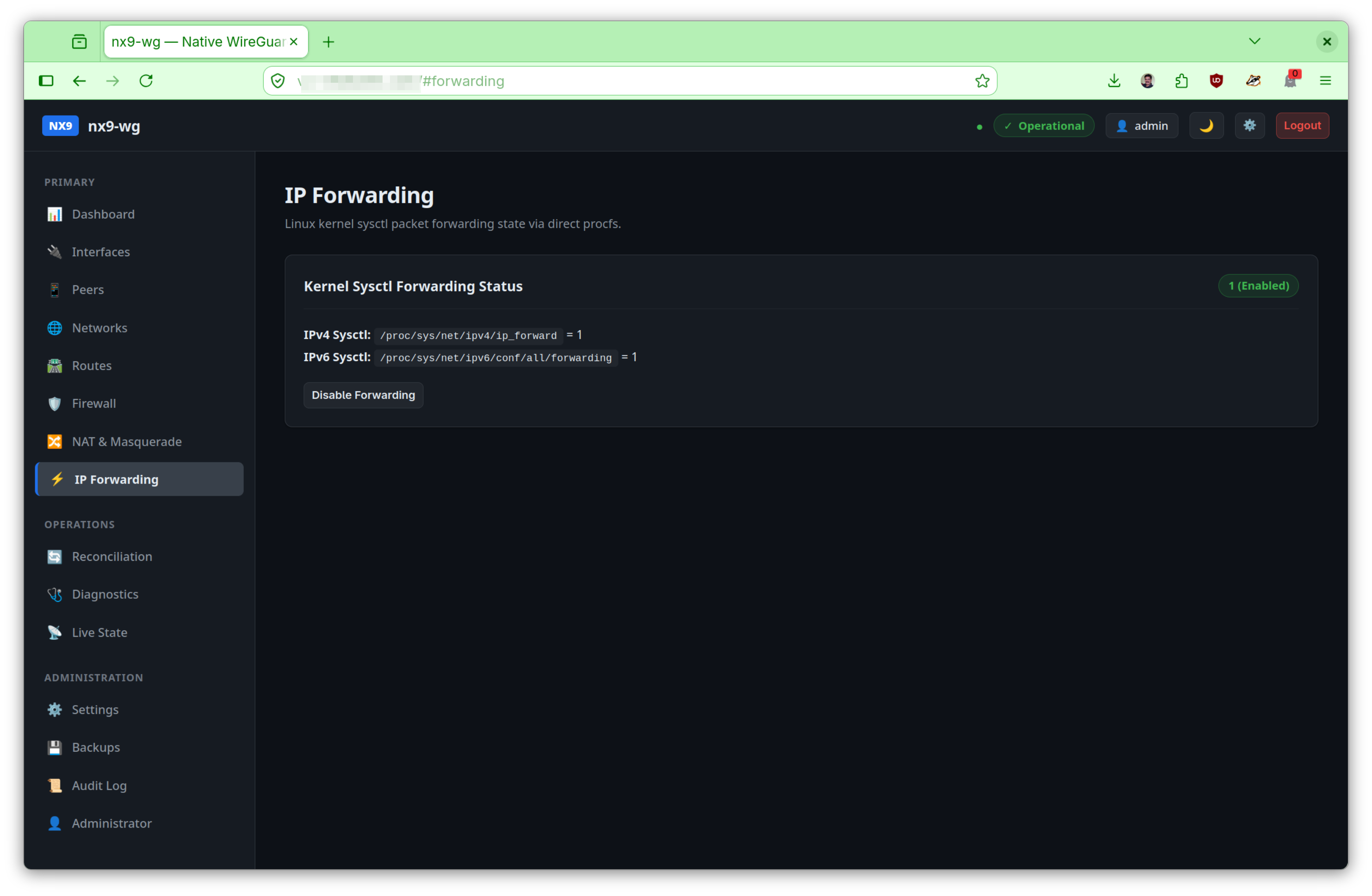 NX9-WG IP Forwarding