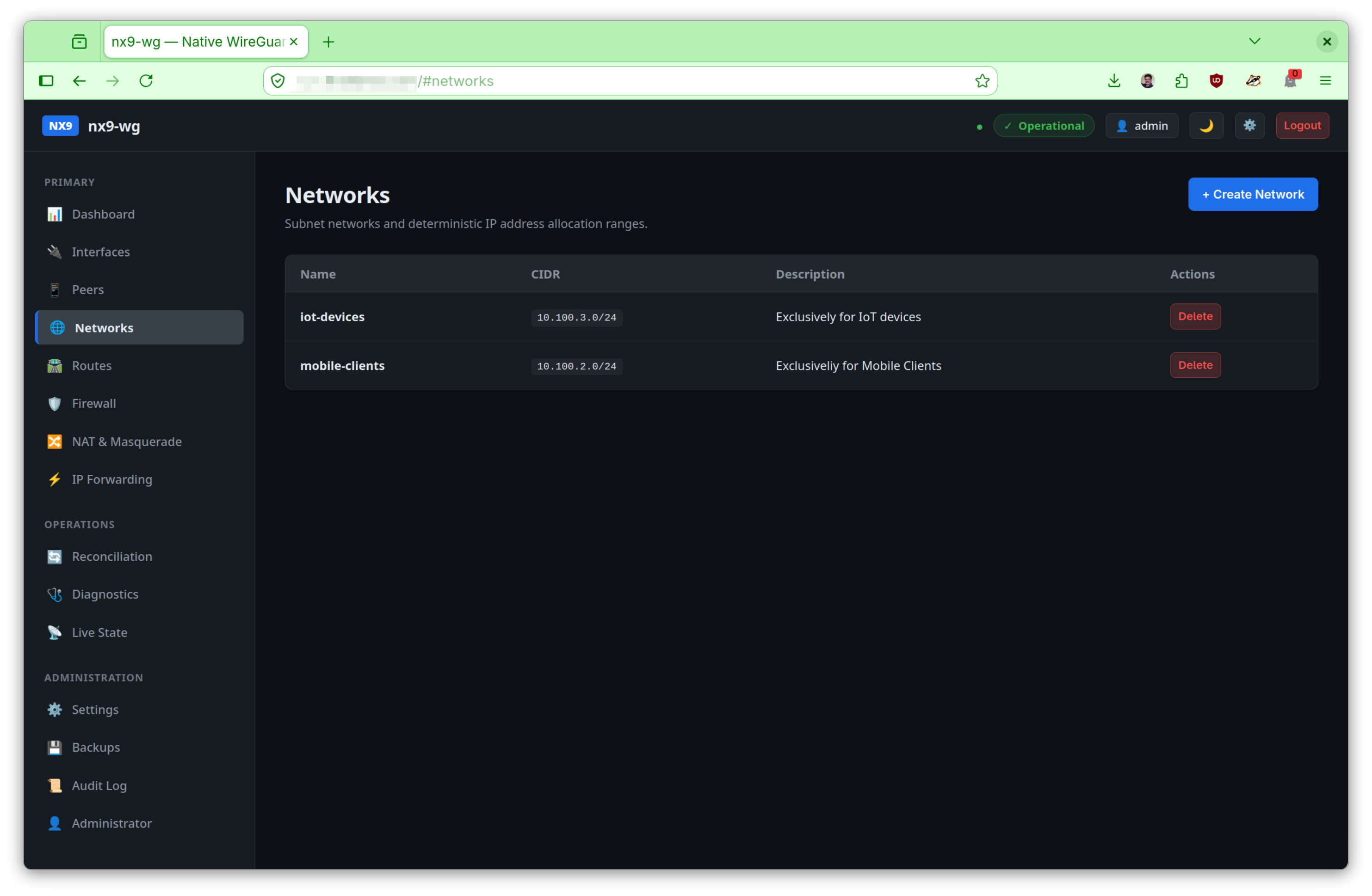 NX9-WG Networks